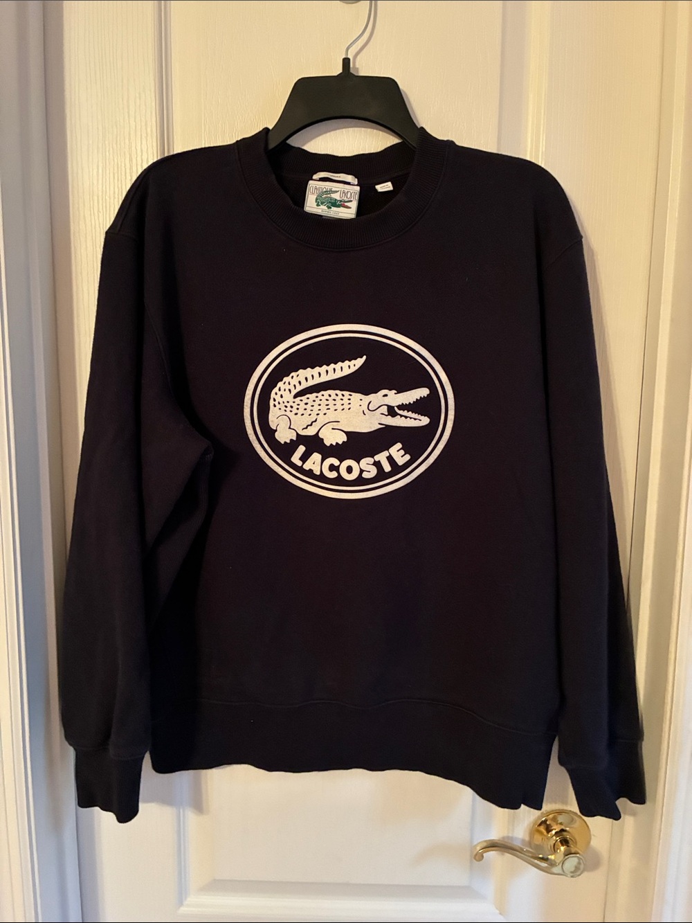 Lacoste Unisex Navy Croc Logo Crewneck Sweatshirt L